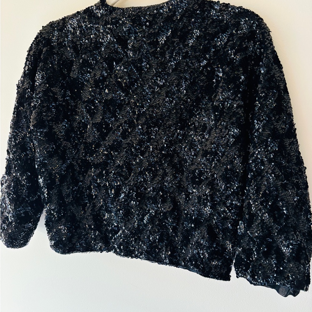 Unique Vintage Black Sequin Jacket - Picture 3 of 8